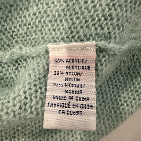 Pennington’s mohair sweater  cardigan mint green floral appliqué SZ 1X - Picture 5 of 5
